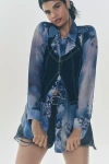 Pilcro Halter Front-zip Tank Top In Blue