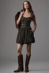 Pilcro Halter Sweetheart Bubble Mini Dress In Brown