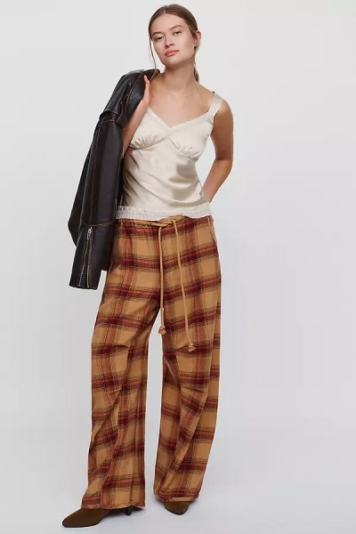 Pilcro Hanna Wide Leg Printed Pants In Brown