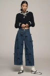 PILCRO THE KENNA HIGH-RISE HERITAGE TAPERED BARREL JEANS BY PILCRO: BOW EDITION