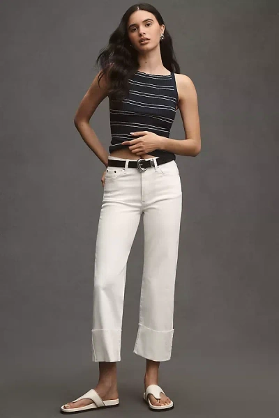 Pilcro High-rise Cuffed Straight-leg Jeans In White