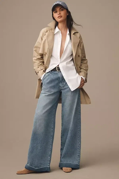 Pilcro High-rise Pleated Cuff Trouser Jeans In Blue