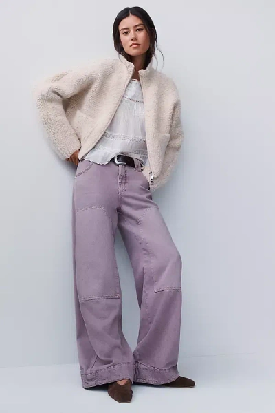 Pilcro High Rise Puddle Curve Barrel Leg Jeans In Purple