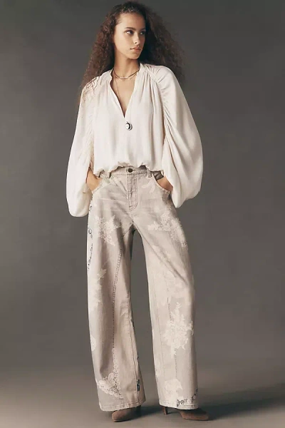 Pilcro High-rise Puddle Curve Patterned Jeans In Neutral