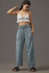 Pilcro High-rise Smocked Pull-on Barrel Jeans In Blue