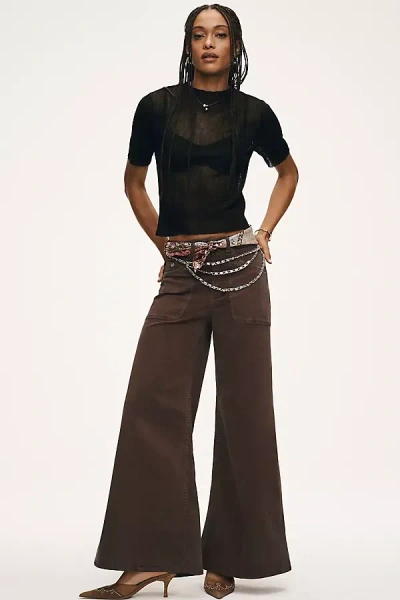 Pilcro High-rise Wide-leg Flare Pants In Brown