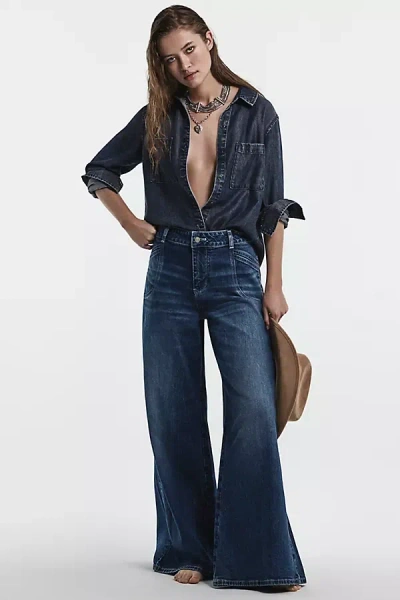 Pilcro High-rise Wide-leg Trouser Jeans In Blue