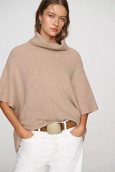 Pilcro High-neck Short-sleeve Sweater In Beige