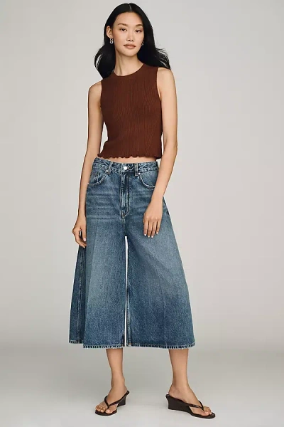 Pilcro High-rise Baggy Culotte Jeans In Blue