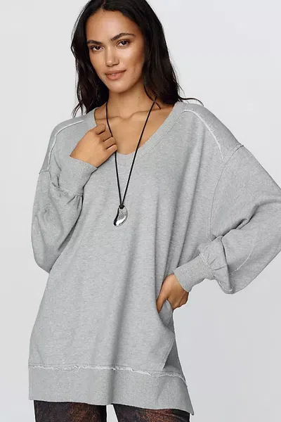 Pilcro Hudson 100% Cotton Oversized Popover Top In Gray