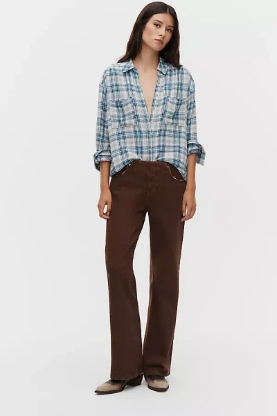 Pilcro Isla Clean Waist Mid-rise Stovepipe Jeans In Brown