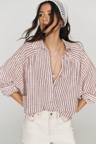 Pilcro Issy Batwing Buttondown Shirt By  In Purple