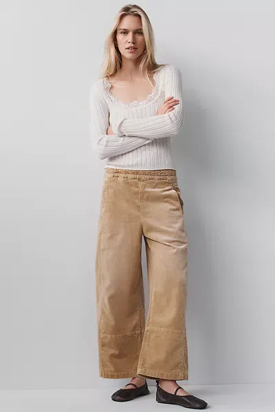 Pilcro Izzie Relaxed Corduroy Pull-on Barrel Pants In Brown