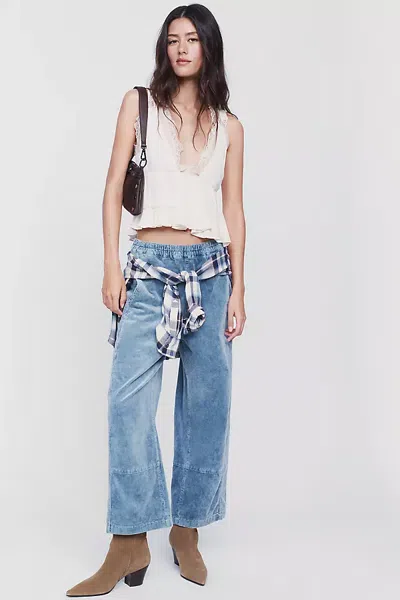 Pilcro Izzie Relaxed Corduroy Pull-on Barrel Pants In Blue