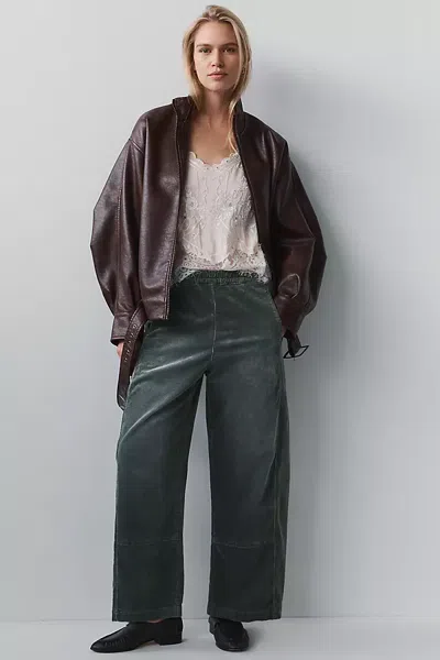 Pilcro Izzie Relaxed Corduroy Pull-on Barrel Pants In Green