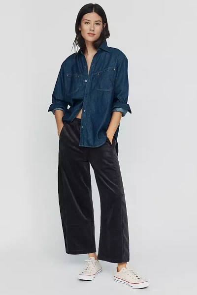 Pilcro Izzie Relaxed Corduroy Pull-on Barrel Pants In Gray