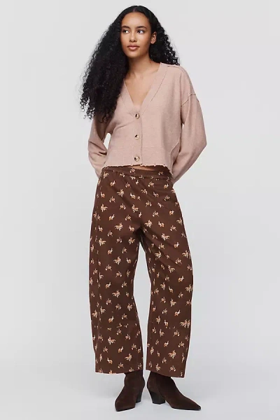 Pilcro Izzie Relaxed Printed Pull-on Barrel Pants In Brown