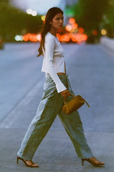 Pilcro Izzie Relaxed Pull On Full Length Barrel Pants In Green