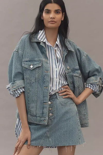 Pilcro Jacquard Denim Mini Skirt In Blue