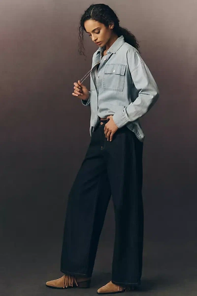 Pilcro Japanese Low-rise Wide-leg Jeans In Blue