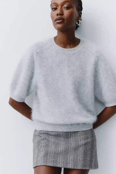 Pilcro Kaia 100% Cashmere Short-sleeve Sweater In Grey