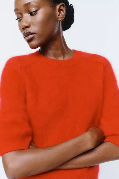 Pilcro Kaia 100% Cashmere Short-sleeve Sweater In Red