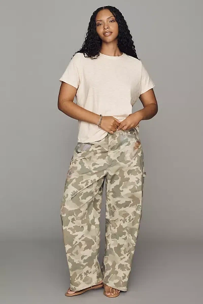 Pilcro Kayden Camo High-rise Carpenter Barrel Pants In Green