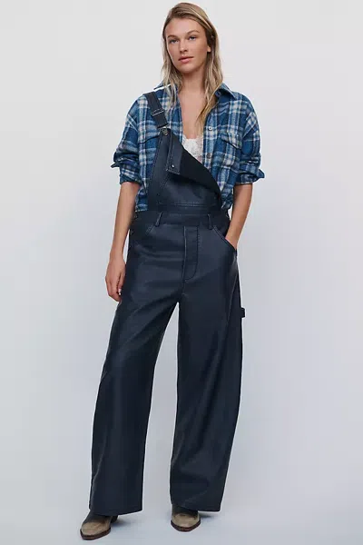 Pilcro Kayden Faux Leather Overalls In Black