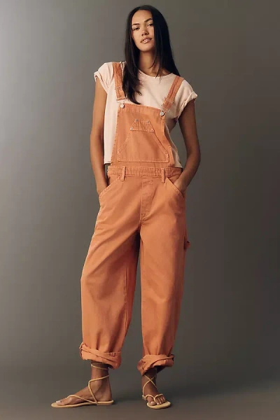 Pilcro Kayden Regenerative Cotton Carpenter Barrel Overalls By  In Orange