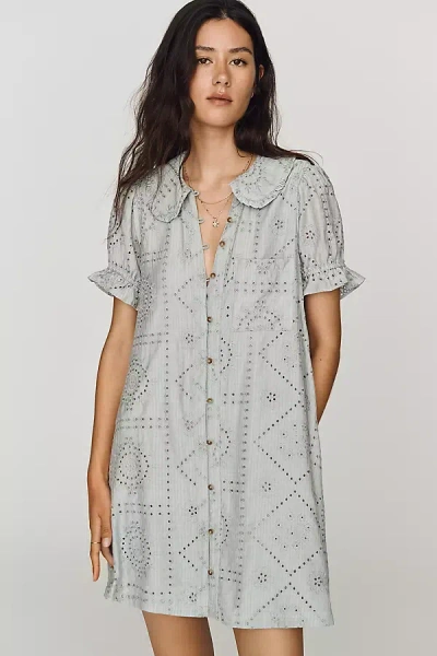 Pilcro Keira Eyelet Mini Dress In Gray
