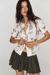 Pilcro Keira Waisted Tuxedo-front Blouse By  In Brown