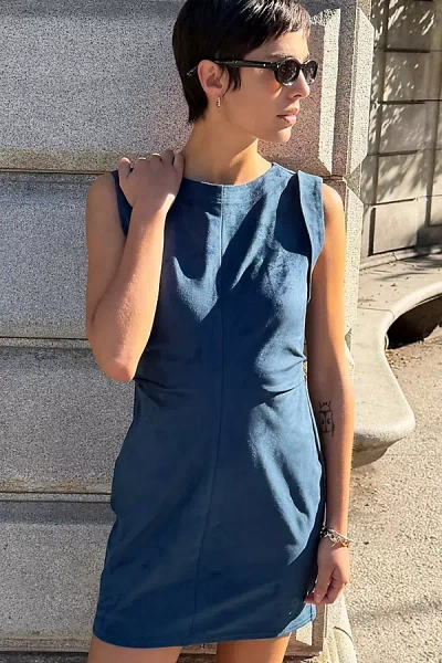Pilcro Kendal Faux Suede Mini Dress In Blue