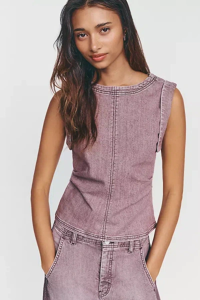 Pilcro Kendall Denim Sleeveless Top In Pink