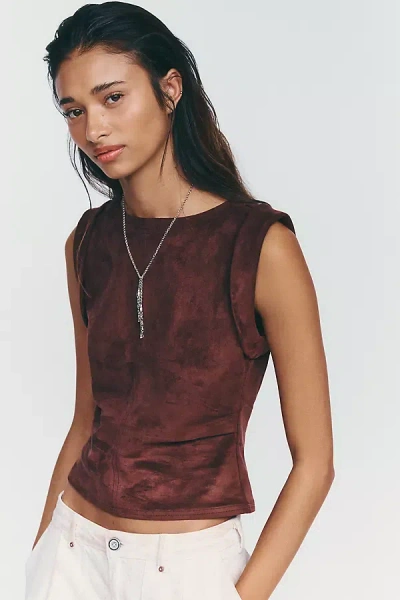 Pilcro Kendall Faux-suede Sleeveless Top In Brown