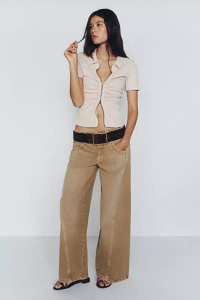 Pilcro Kenny High-rise Tapered Barrel Jeans In Neutral