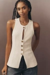 Pilcro Keyhole Buttondown Vest In White