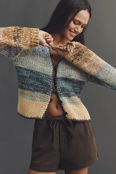 Pilcro Keyhole Long-sleeve Crew-neck Sweater In Neutral