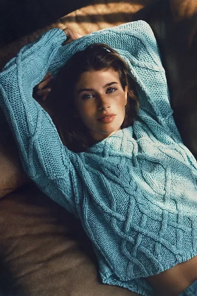 Pilcro Kirby Cable Knit Sweater In Blue