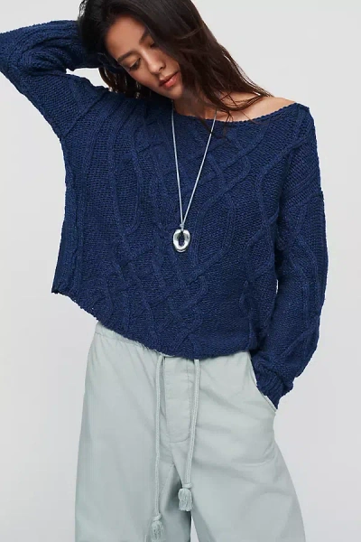 Pilcro Kirby Cable Knit Sweater In Blue