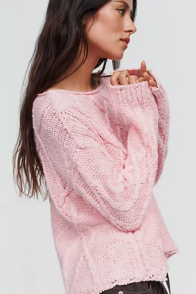 Pilcro Kirby Cable Knit Sweater In Pink