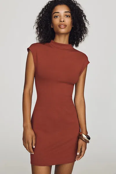 Pilcro Knit Mock-neck Mini Dress In Brown