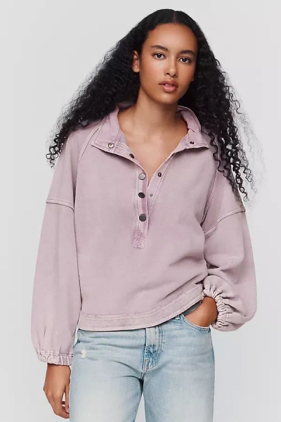 Pilcro Knit Project Canyon 100% Cotton Henley Top In Purple