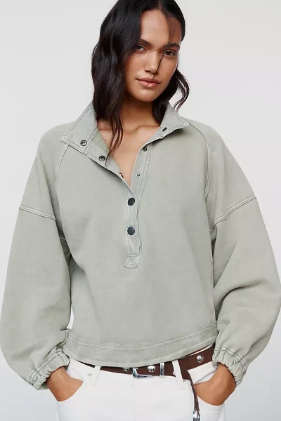 Pilcro Knit Project Canyon Henley Top In Green