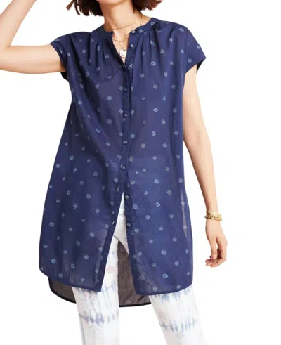 Pilcro Lace Embroidered Tunic In Navy Blue