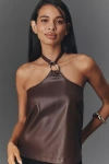 Pilcro Leather Halter Top In Brown