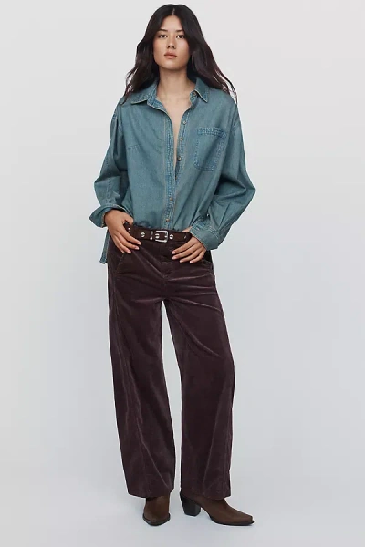 Pilcro Lex Mid-rise Corduroy Barrel Jeans In Brown