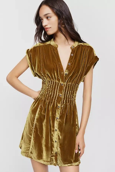 Pilcro Linden Velvet Waisted Mini Dress In Gray