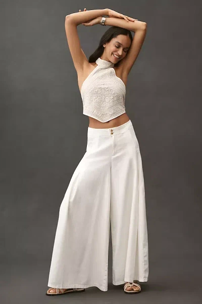 Pilcro Linen Blend Skirty Sailor Wide-leg Pants In White