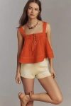 Pilcro Linen Blend Trimmed Racerback Tank Top