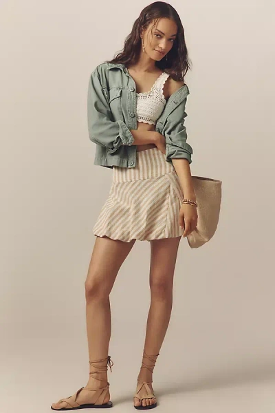 Pilcro Linen Bubble Mini Skirt In Neutral